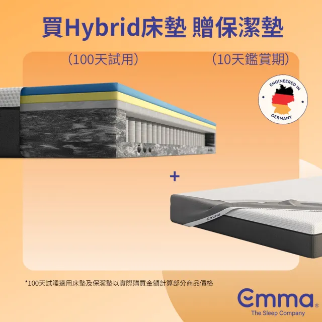 【德國Emma】Hybrid床墊 贈保潔墊 單人加大(歐洲獲獎最多獨立筒床墊 獨家專利涼感記憶棉+獨立筒彈簧)