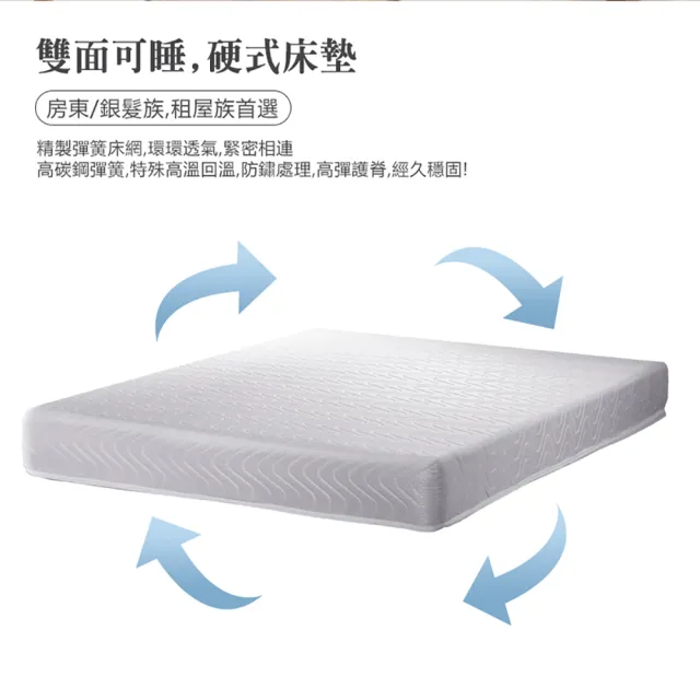 【KIKY】布達佩斯雙面可睡硬式彈簧床墊(單人3尺)