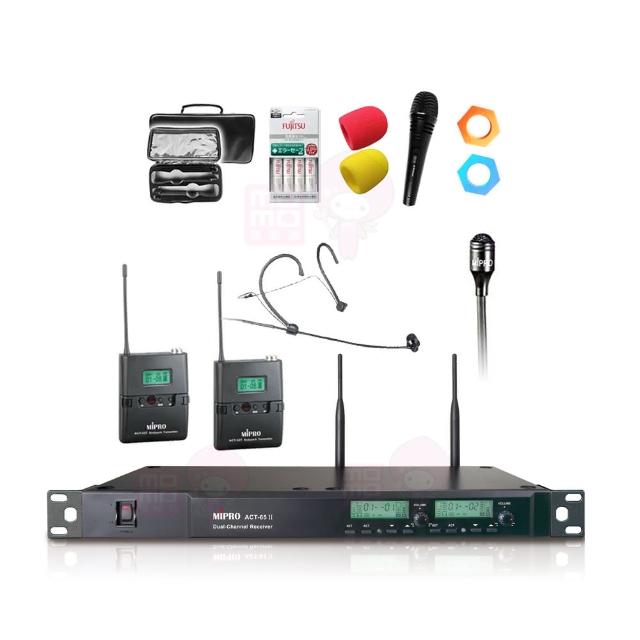 【MIPRO】ACT-589(配1頭戴式+1領夾式 無線麥克風 雙頻道自動選訊)