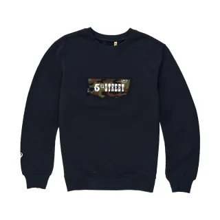 【5th STREET】男裝LOGO迷彩圖案長袖T恤-黑色