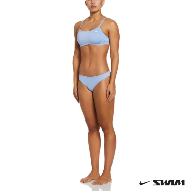 【NIKE 耐吉】SWIM 女泳裝 比基尼 上衣 運動 RACERBACK 水藍 NESSA226-451
