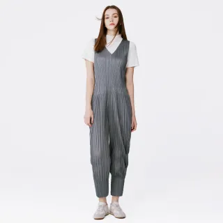【MOMA】摩登廓型壓褶連身褲(灰色)