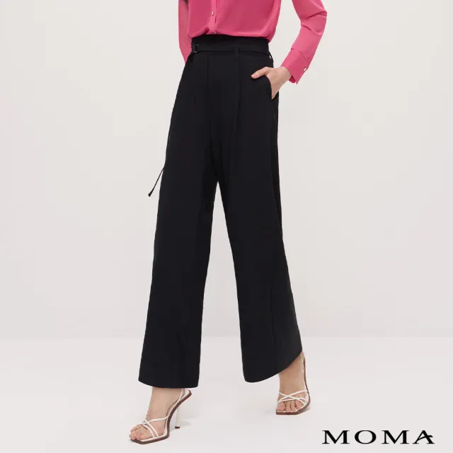 【MOMA】簡約高腰長寬褲(黑色)