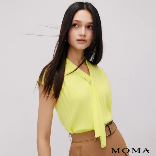 【MOMA】立體壓紋V領領結上衣(兩色)
