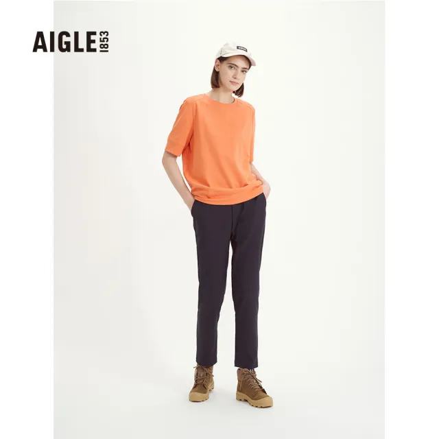 【AIGLE】女抗UV快乾短袖T恤AG-3P272A248 杏桃橘(女T恤 抗UVT恤 快乾短袖T恤)