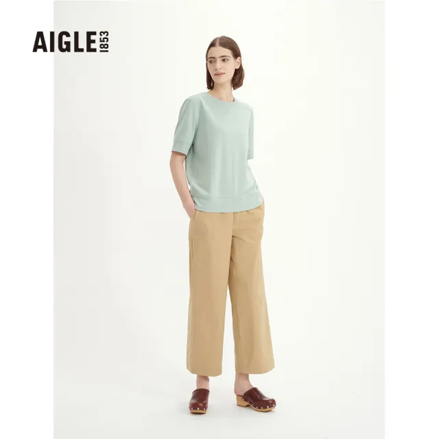 【AIGLE】女 抗UV快乾短袖T恤AG-3P272A117 灰綠(女裝 抗UVT恤 快乾短袖T恤)