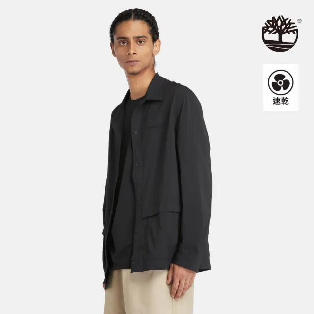 【Timberland】男款黑色彈力快乾襯衫外套(A5SDE001)