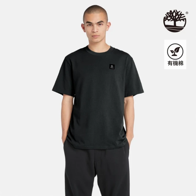 【Timberland】男款黑色短袖休閒T恤(A42P5001)