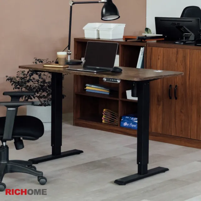 【RICHOME】黑爵士電動升降工作桌/書桌/電腦桌/吧檯桌(多功能可調節高度)