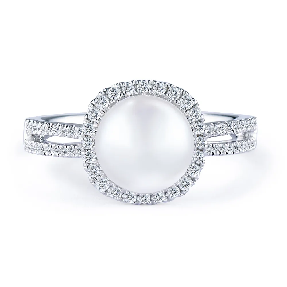 【ALUXE 亞立詩】寵愛系列 18K金鑽石AKOYA珍珠戒指