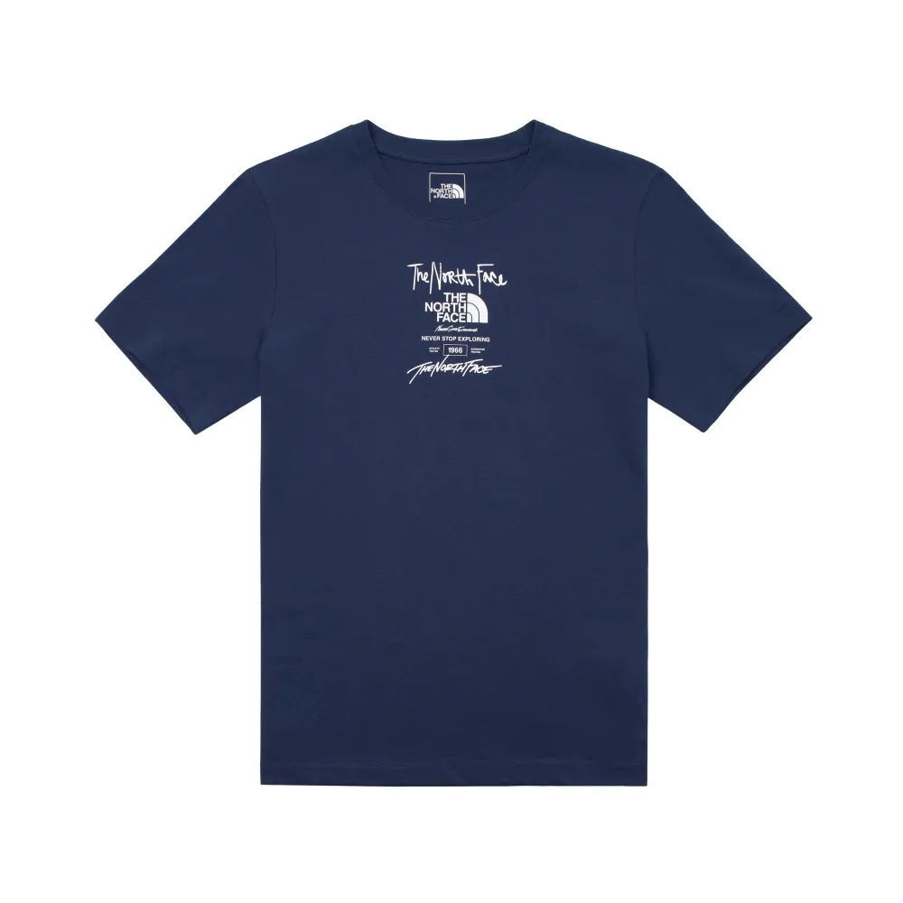 【The North Face】TNF 短袖上衣 U MFO TYPESETTING LOGO S/S TEE  - AP 男女 藍(NF0A8AUW8K2)