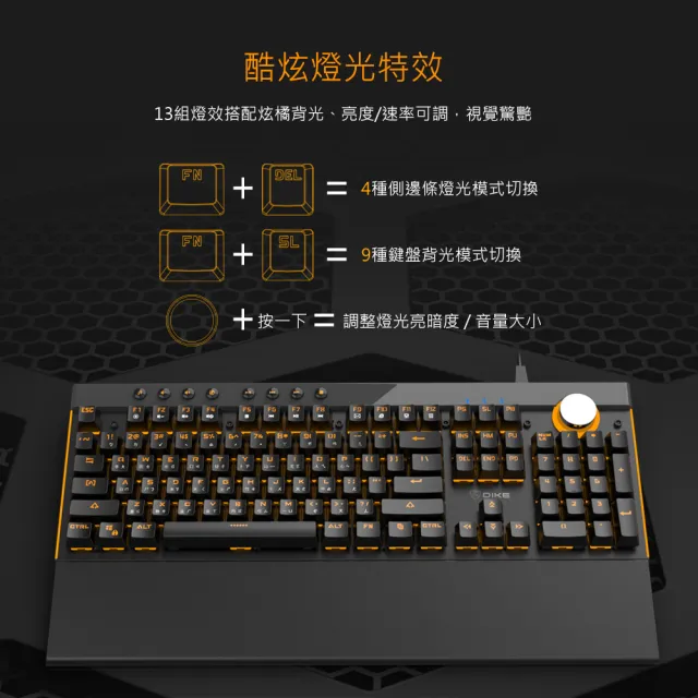 【DIKE】Radiatus複合式背光青軸機械鍵盤(DGK910BK)
