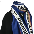 【BURBERRY 巴寶莉】經典品牌LOGO撞色條紋印花保暖披肩長圍巾(藍)
