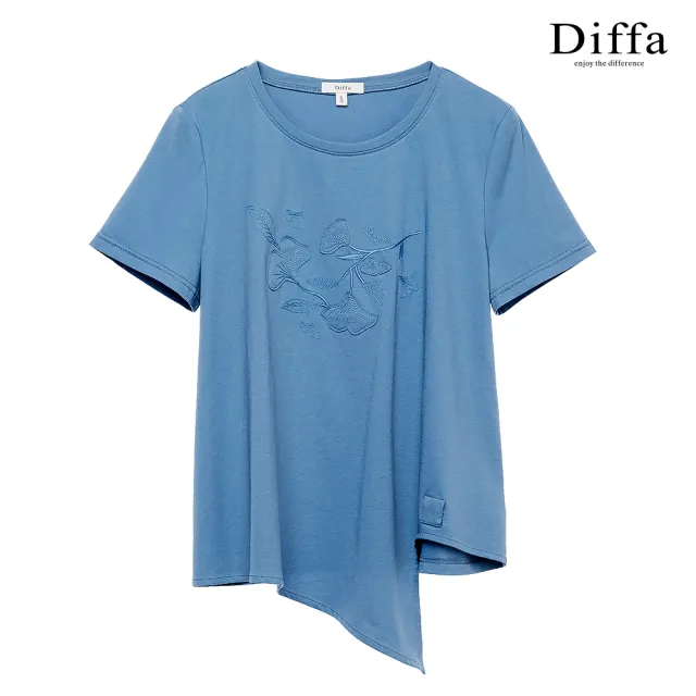 【Diffa】銀杏花電繡綁帶涼感針織衫-女