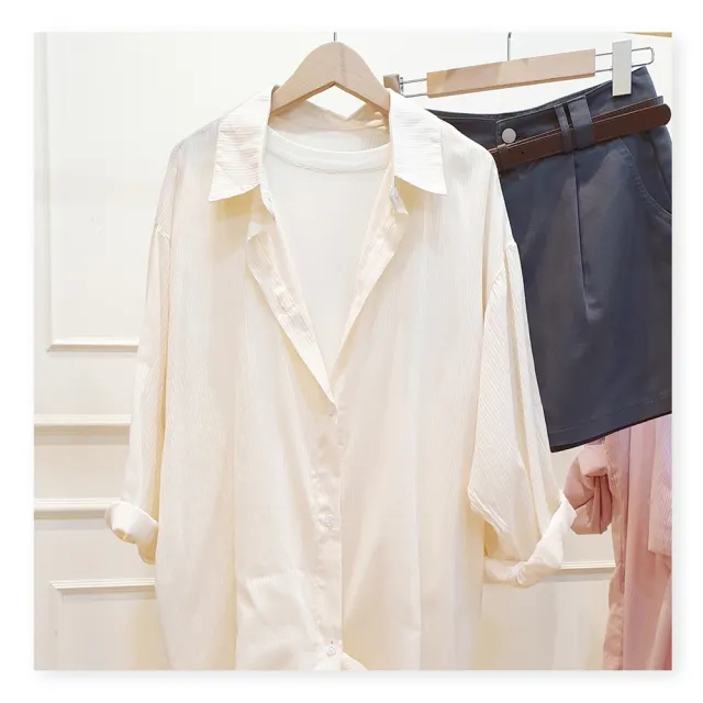 【R.NETS】雅芮絲 韓風立體條紋薄款長袖襯衫