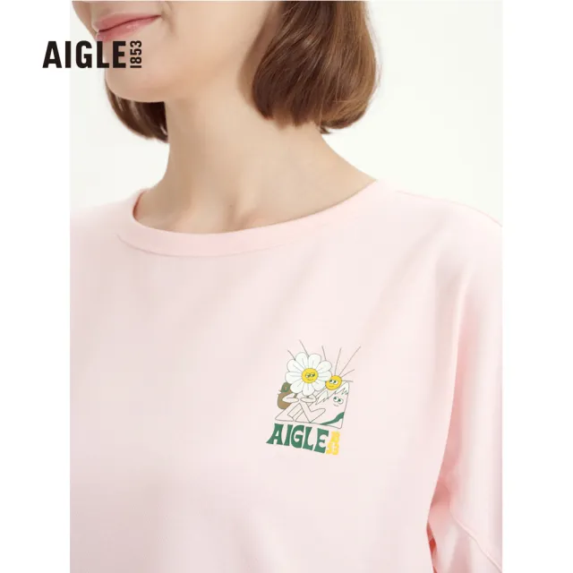 【AIGLE】女抗UV快乾短袖T恤AG-3P271A028 櫻花粉(女T恤 抗UVT恤 快乾短袖T恤)