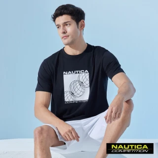 【NAUTICA】男裝 COMPETITION品牌LOGO地球圖騰短袖T恤(黑色)