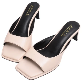 【Ann’S】美化腳版加圍邊-時髦弧線扁跟方頭涼拖鞋5.5cm-版型偏小(米白)