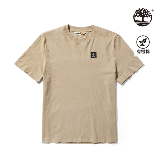 【Timberland】男款米色短袖休閒T恤(A42P5DH4)