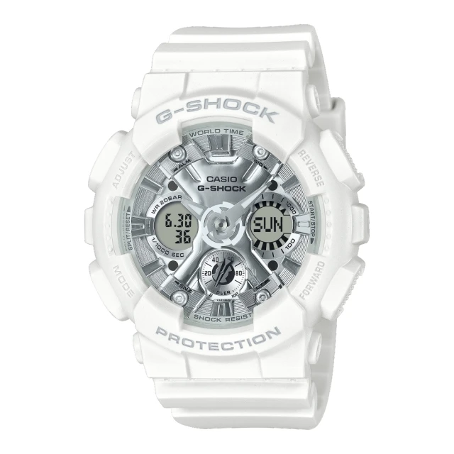 【CASIO 卡西歐】G-SHOCK閃耀白色雙顯錶(GMA-S120VA-7A)