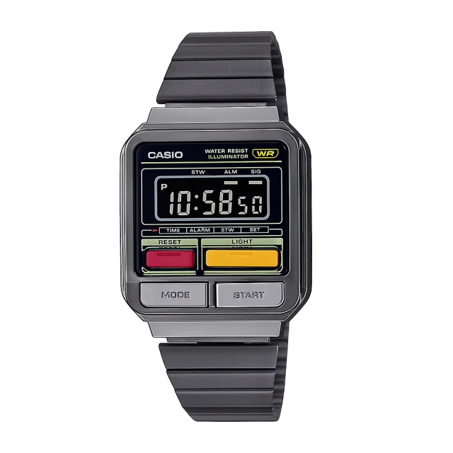 CASIO 卡西歐CASIO 卡西歐 A120WEGG-1B 新款多色 數位休閒 復古中性 百搭黑紅黃 電子錶 手錶 33mm(計時碼錶)