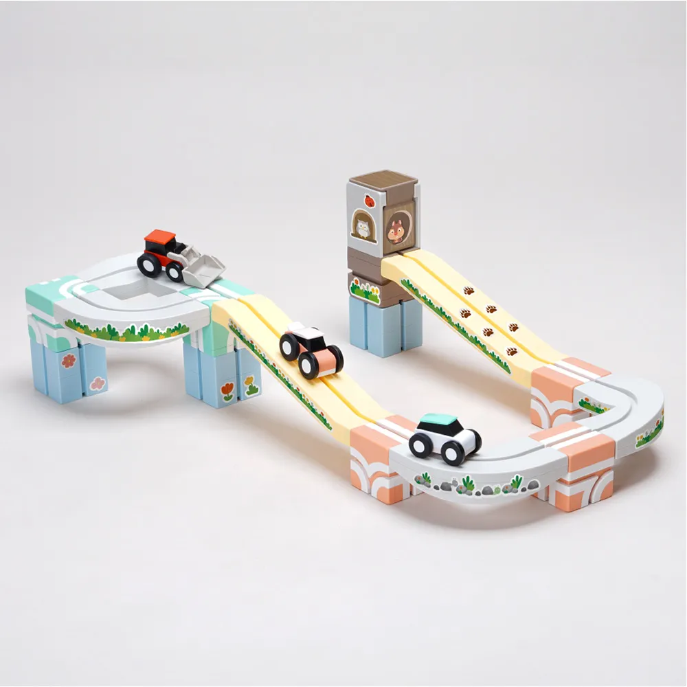 【Qbi 塊樂方程式】森林系列-3D自由變速組(兒童節禮物/磁力片/積木/軌道車/磁力玩具/18pcs)