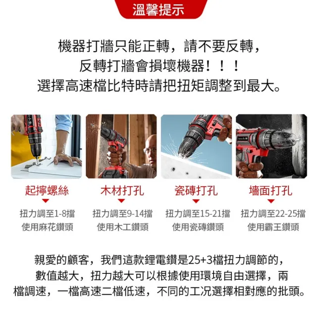 【Ogula 小倉】電鑽 288VF紅色衝擊電鑽 雙電+鑽頭配件(電鑽/衝擊鑽/電動螺絲刀/電動起子)