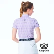 【KING GOLF】實體同步款-女款星星滿版底圖立領POLO衫/高爾夫球衫(紫色)
