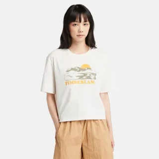 【Timberland】女款復古白圖案短袖T恤(A5PVXCM9)