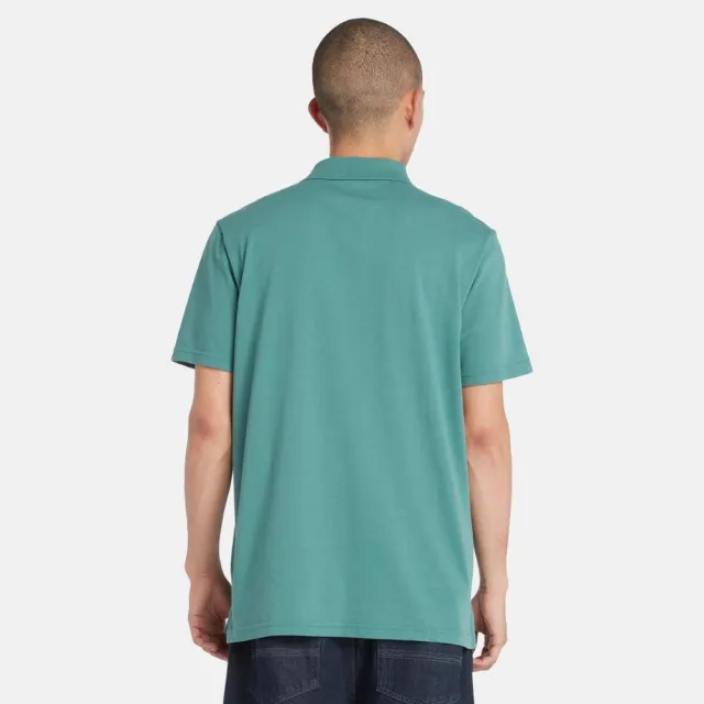 【Timberland】男款藍綠色 TimberCHILL™ 涼爽科技抗UV 短袖Polo衫(A6427CL6)