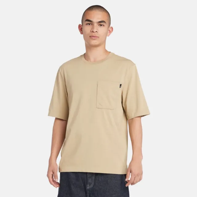 【Timberland】男款米色 TimberCHILL 涼爽科技抗UV 短袖T恤(A641CDH4)