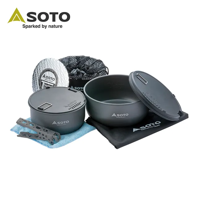 【SOTO】戶外鍋具9件組 SOD-501(套鍋組 含多用途鍋蓋 附鍋夾)