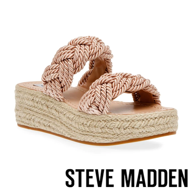 STEVE MADDEN OLSEN 雙帶三股辮厚底拖鞋(粉膚色)