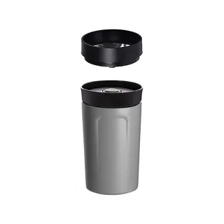 【PO:】360度飲用隨行保溫咖啡杯350ml-附濾網(灰)(保溫杯)