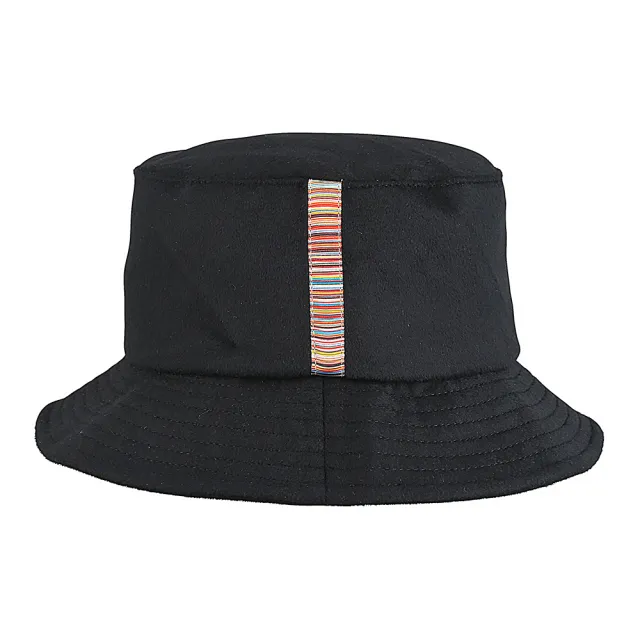 【Paul Smith】PAUL SMITH內裡布標LOGO羊絨混紡漁夫帽(黑x多色條紋)