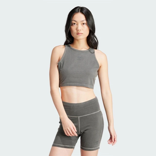 adidas 愛迪達 背心 女款 運動背心 慢跑 三葉草 ESS+ CROP TANK 灰 IU2709(S2513)