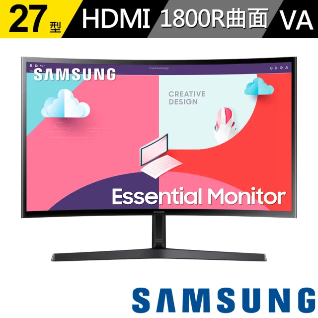 【SAMSUNG 三星】(5入組)S27C366EAC 27型 VA 曲面螢幕(1800R/FreeSync/TUV護眼)