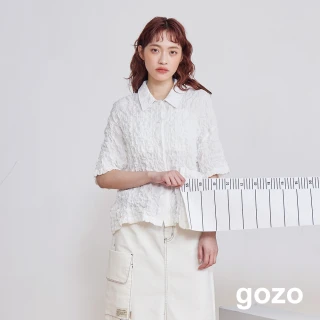 【gozo】立體皺皺織紋口袋襯衫(兩色)