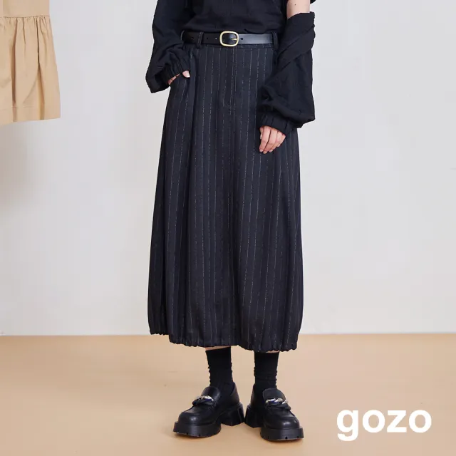 【gozo】雲朵下擺條紋針織裙(兩色)