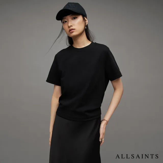 【ALLSAINTS】LISA 厚實純棉短版寬鬆短袖T恤-黑 WM635Z(舒適版型)