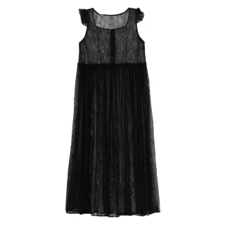 【Queenshop】女裝 無袖 質感蕾絲緹花鏤空造型長版洋裝外罩 兩色售 現+預 01086639
