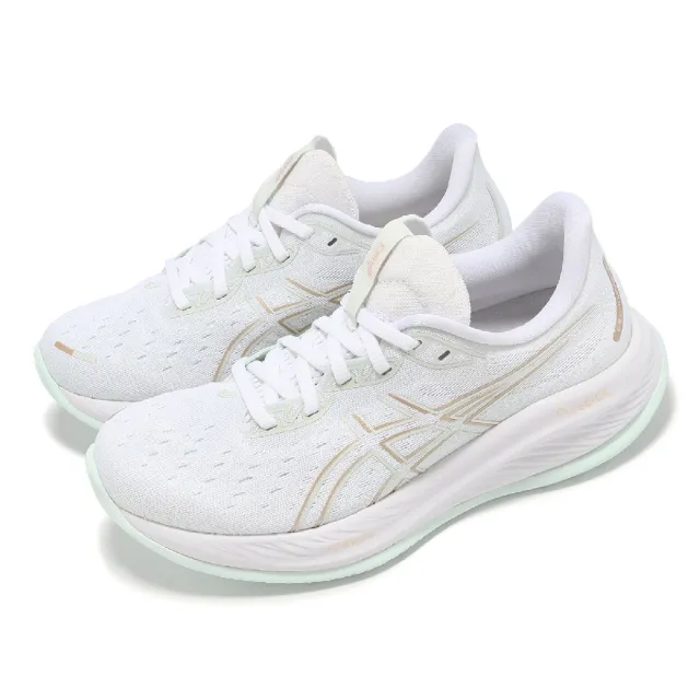 【asics 亞瑟士】慢跑鞋 GEL-Cumulus 26 女鞋 白 紫 緩衝 厚底 運動鞋 亞瑟士(1012B599100)