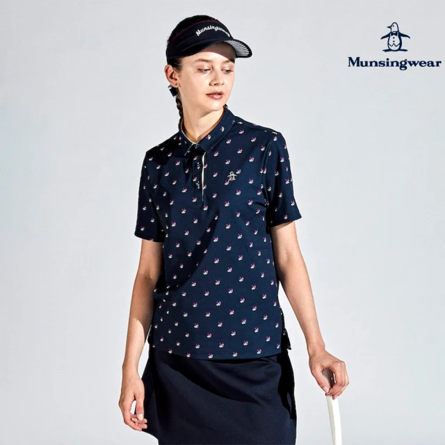 Munsingwear 企鵝牌 女款藏青色高機能抗UV獨特印花短袖POLO衫 MLTJ2A03