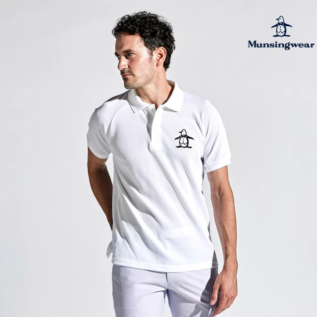 Munsingwear 企鵝牌 男款白色日本製特色織紋短袖P