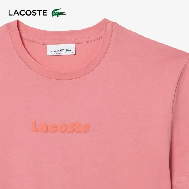 【LACOSTE】女裝-復古印花柔軟棉質短袖T恤(粉色)