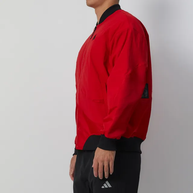 【adidas 愛迪達】CM WV JKT 男款 紅色 舒適 立領 口袋 寬鬆 外套 IZ1614