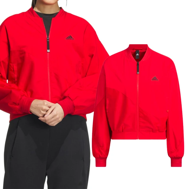 【adidas 愛迪達】Bomber JKT 女款 紅色 外套 夾克 飛行外套 運動 休閒 寬鬆 CNY 外套 IM8873