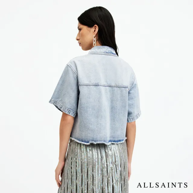 【ALLSAINTS】TOVE 短版寬鬆牛仔短袖襯衫 W114PA(寬鬆版型)