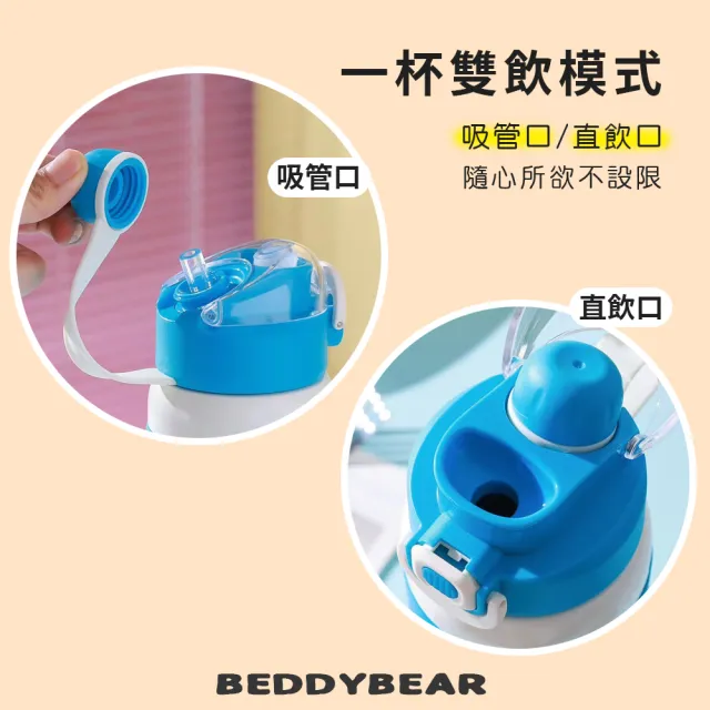 【BEDDY BEAR 杯具熊】BEDDYBEAR哆啦A夢雙飲316不鏽鋼保溫杯  雙飲保溫健身運動水壺 大容量吸管杯 900ml