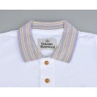 【Vivienne Westwood】Vivienne Westwood 迷你土星LOGO領口條紋設計純棉短袖POLO衫(男款/白x紫黃條紋)